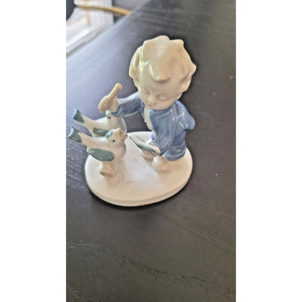 G H & CO Porcelain Figurine #‎ 9717 *Boy with Singing Birds* - Germany - 4 1/4"H